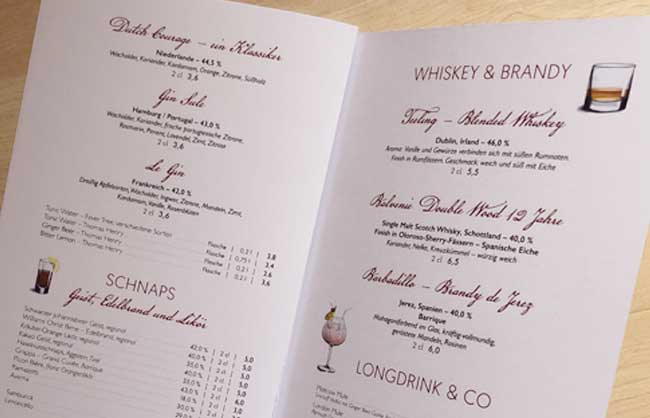 Menü- und Speisekarte